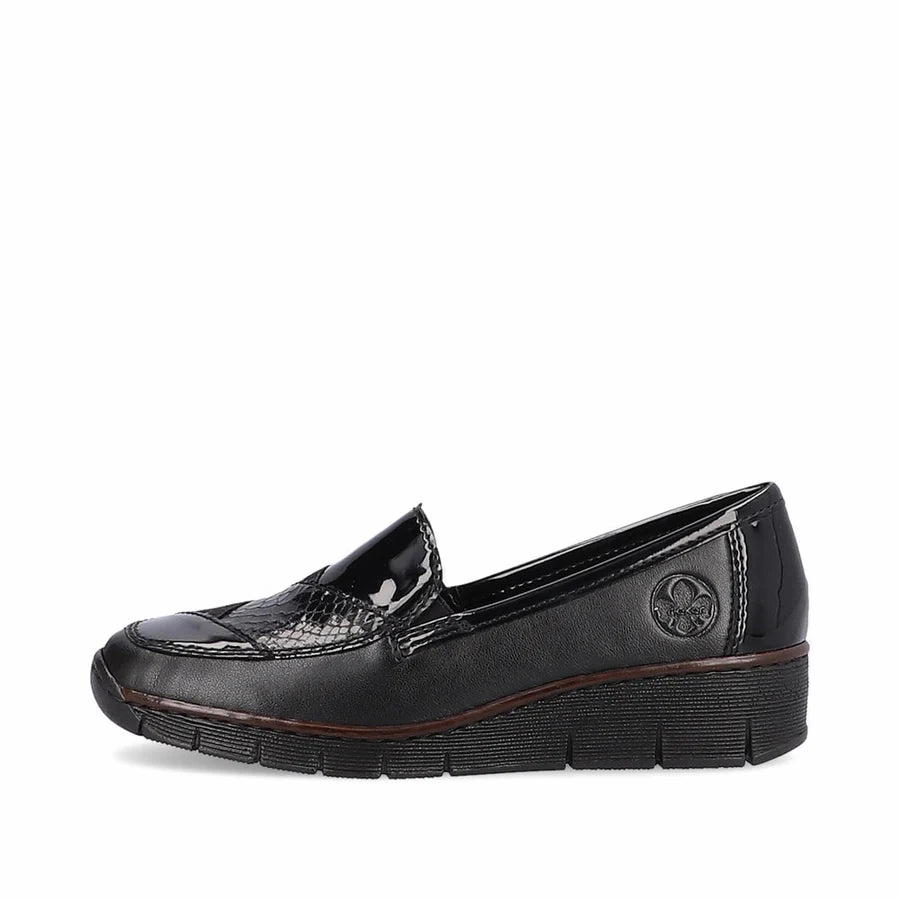 Low key style Drive Ready 53785-00 Patent Black Slip On