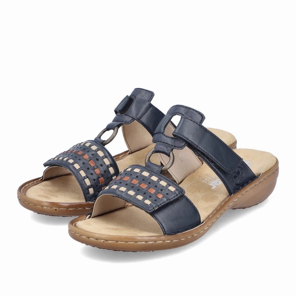 On Foot 60842-14 Navy Multi Velcro Slide