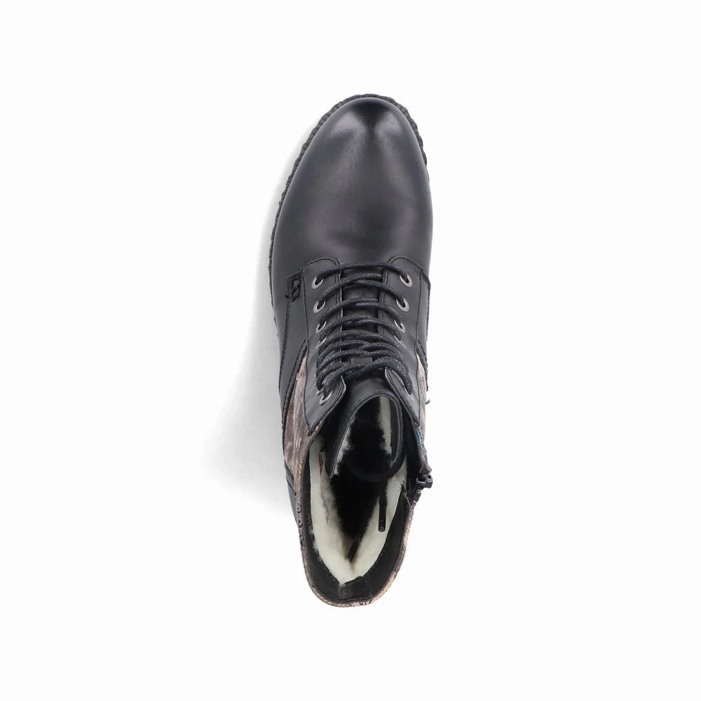 93614-00 Black Floral Multi Ankle Lace/Zip RTex Simple Style