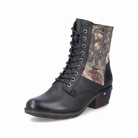 93614-00 Black Floral Multi Ankle Lace/Zip RTex Work Wear Nature Ready