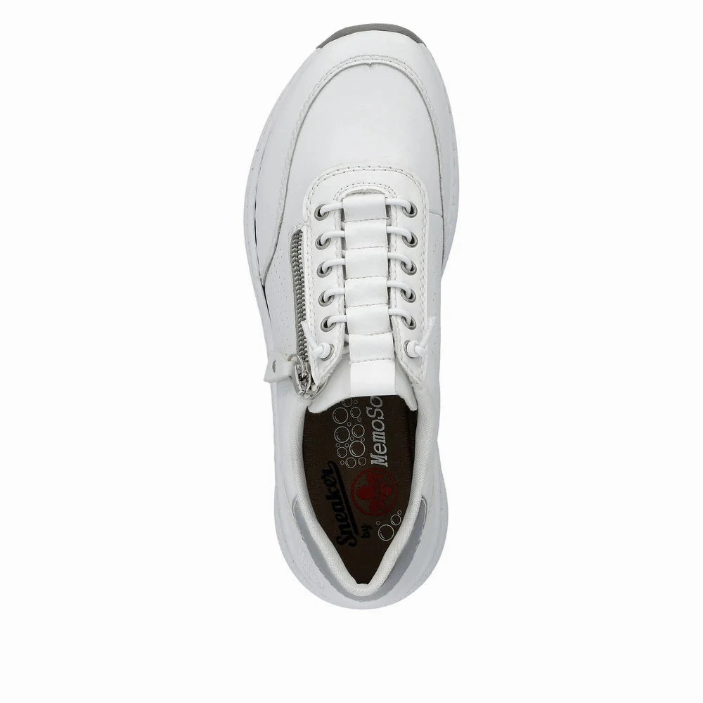 Tea Run Soft Sole Shoes N6500-80 Lace/Side Zip White/Silver