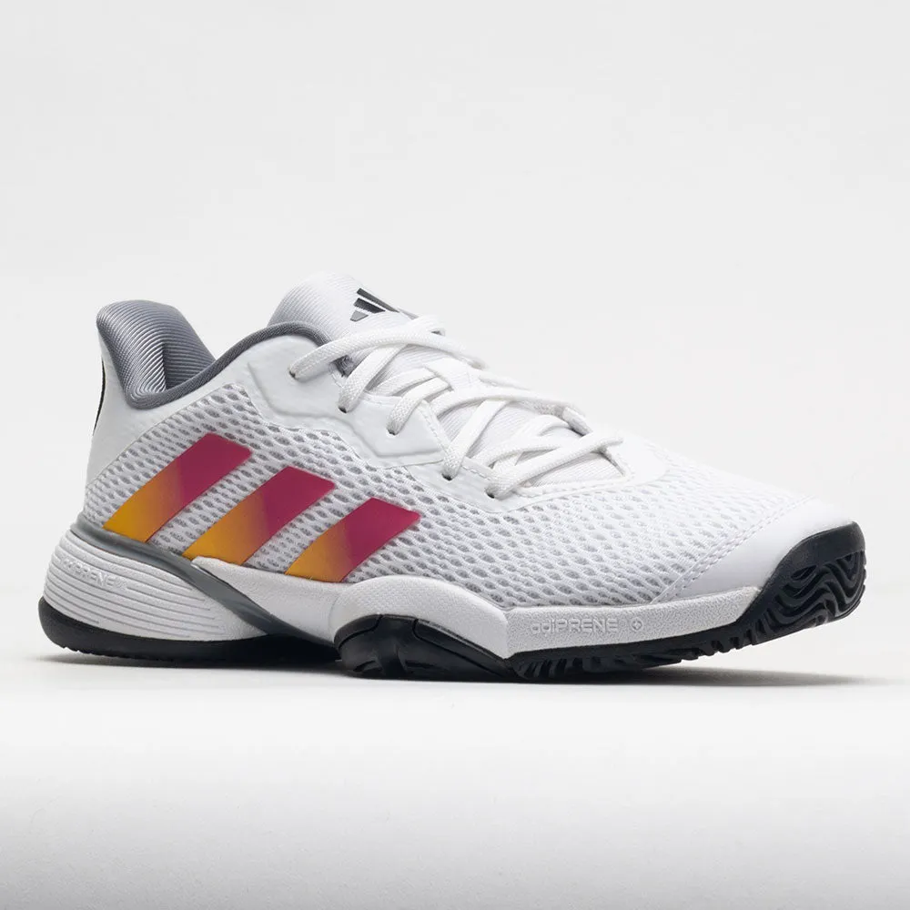 Anti   Slip Feature adjustable running shoes adidas Barricade Junior  White/Solar Gold/Lucid Fuchsia
