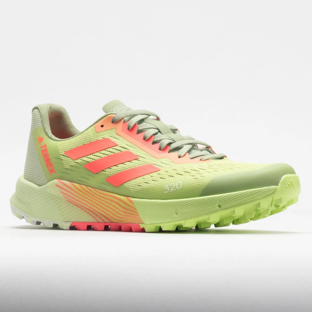adidas Terrex Agravic Flow 2 Men's  Pulse Lime/Turbo/White running with a gum rubber outsole sprinting