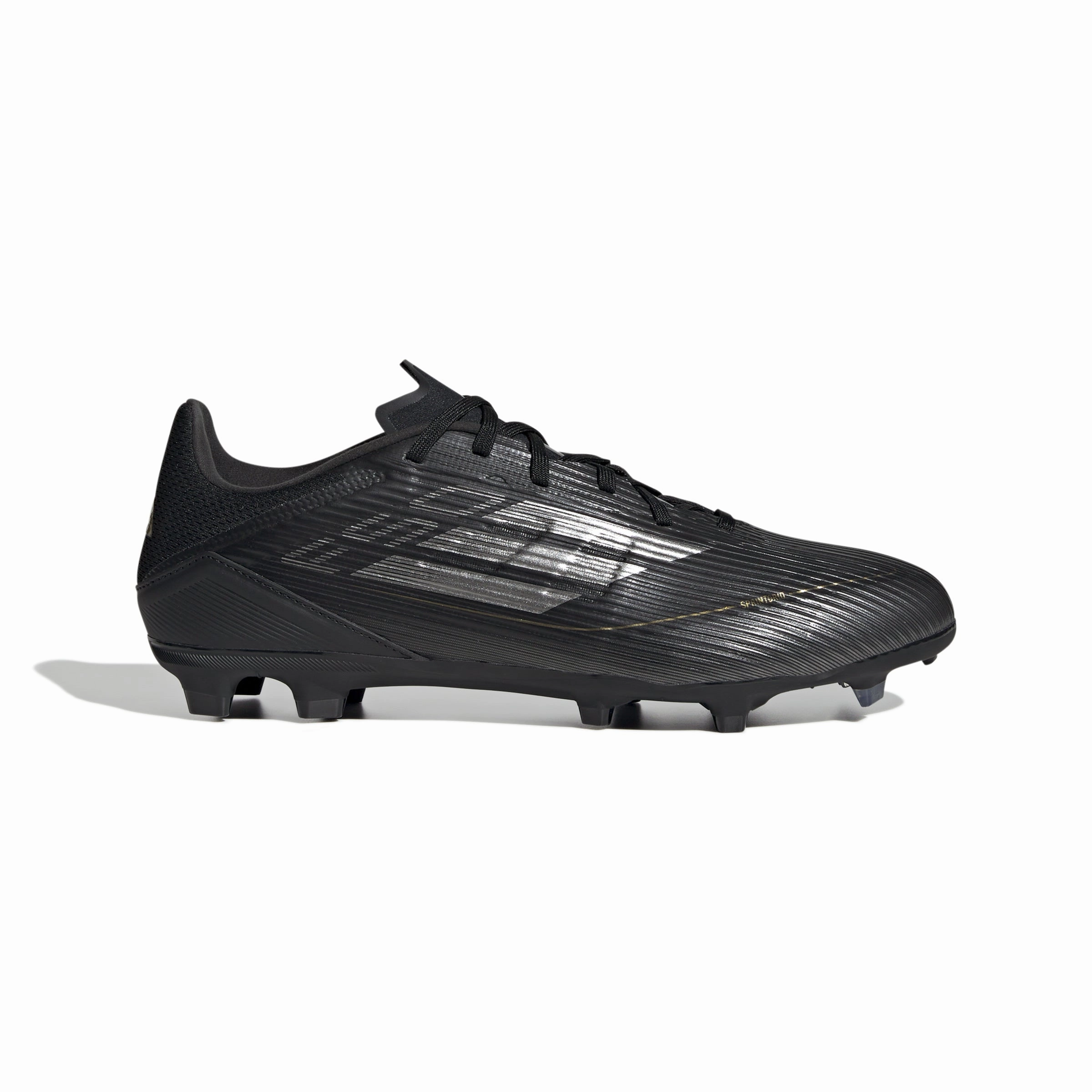 Attack Mode Narrow Fit adidas F50 League FG/MG Firm Ground- Black/ Iron/ Gold