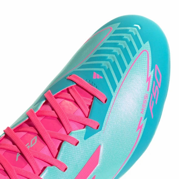 Quick Lateral adidas F50 League FG/MG MESSI Cleat Shoes - flash aqua/lucid pink/lucid cyan