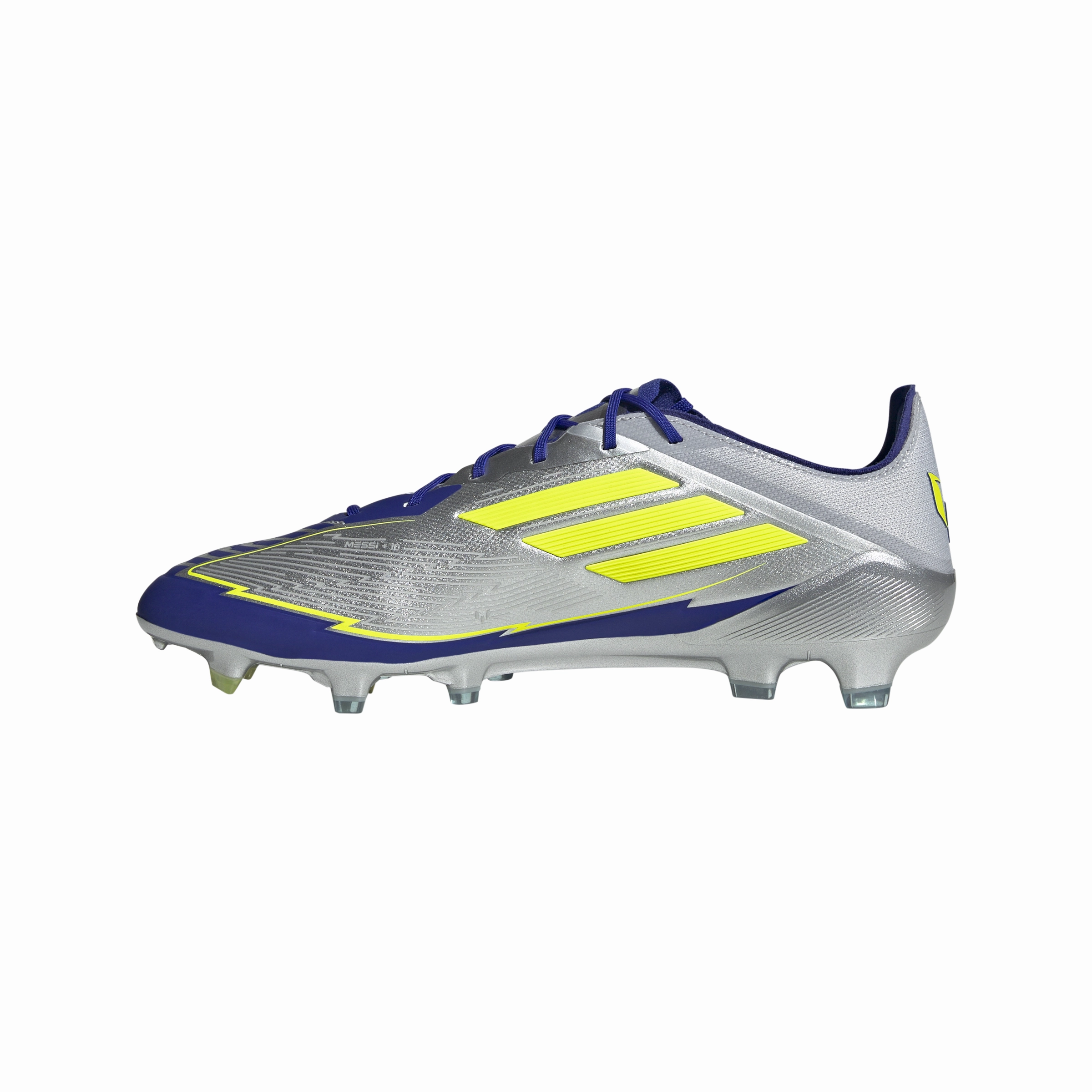 adidas F50 League MESSI FG/MG Junior - Silver / Blue / Neon Upper Mesh