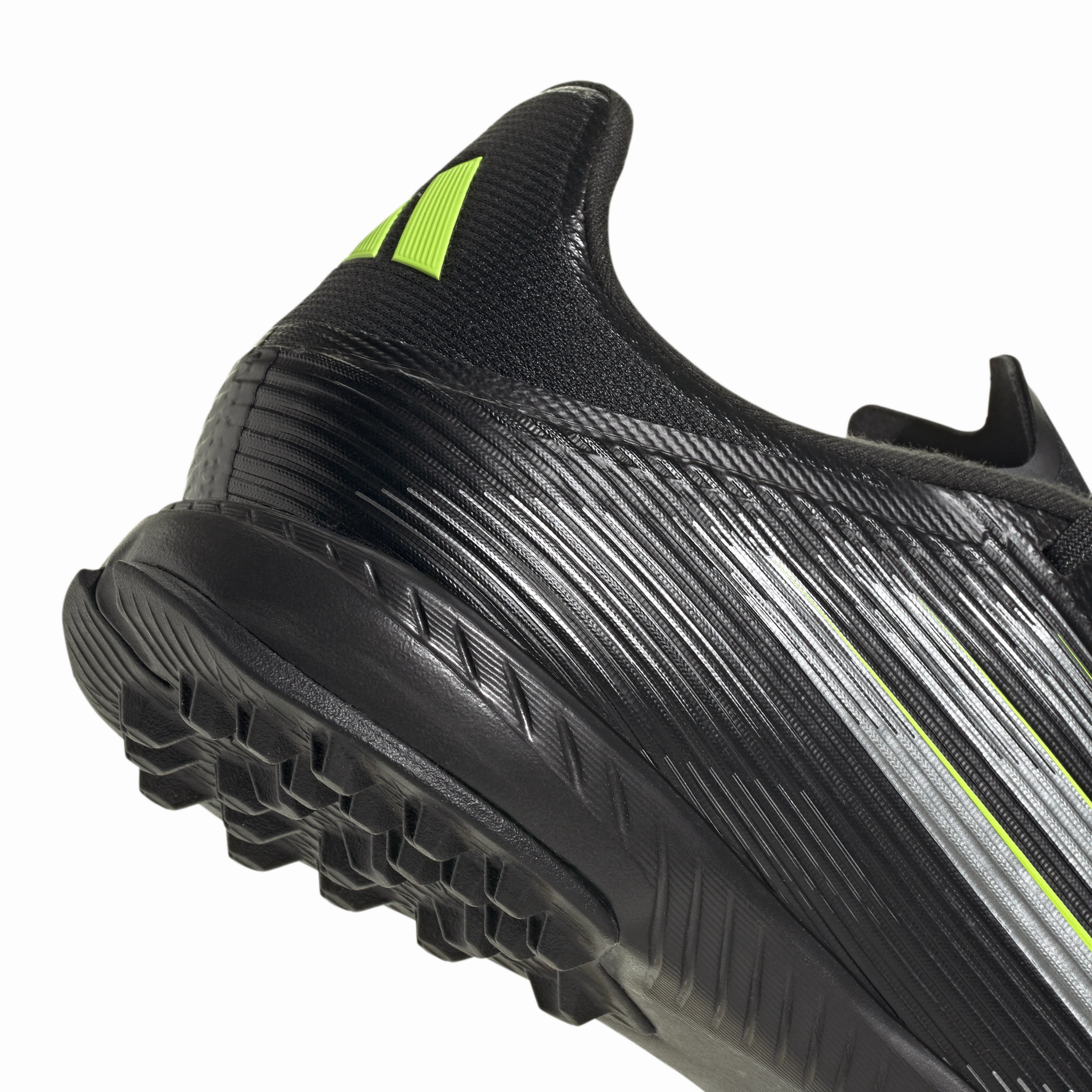 adidas F50 League TF Turf Shoes - Core Black/Carbon/Lucid Lemon Synthetic Mesh Dry Cushion