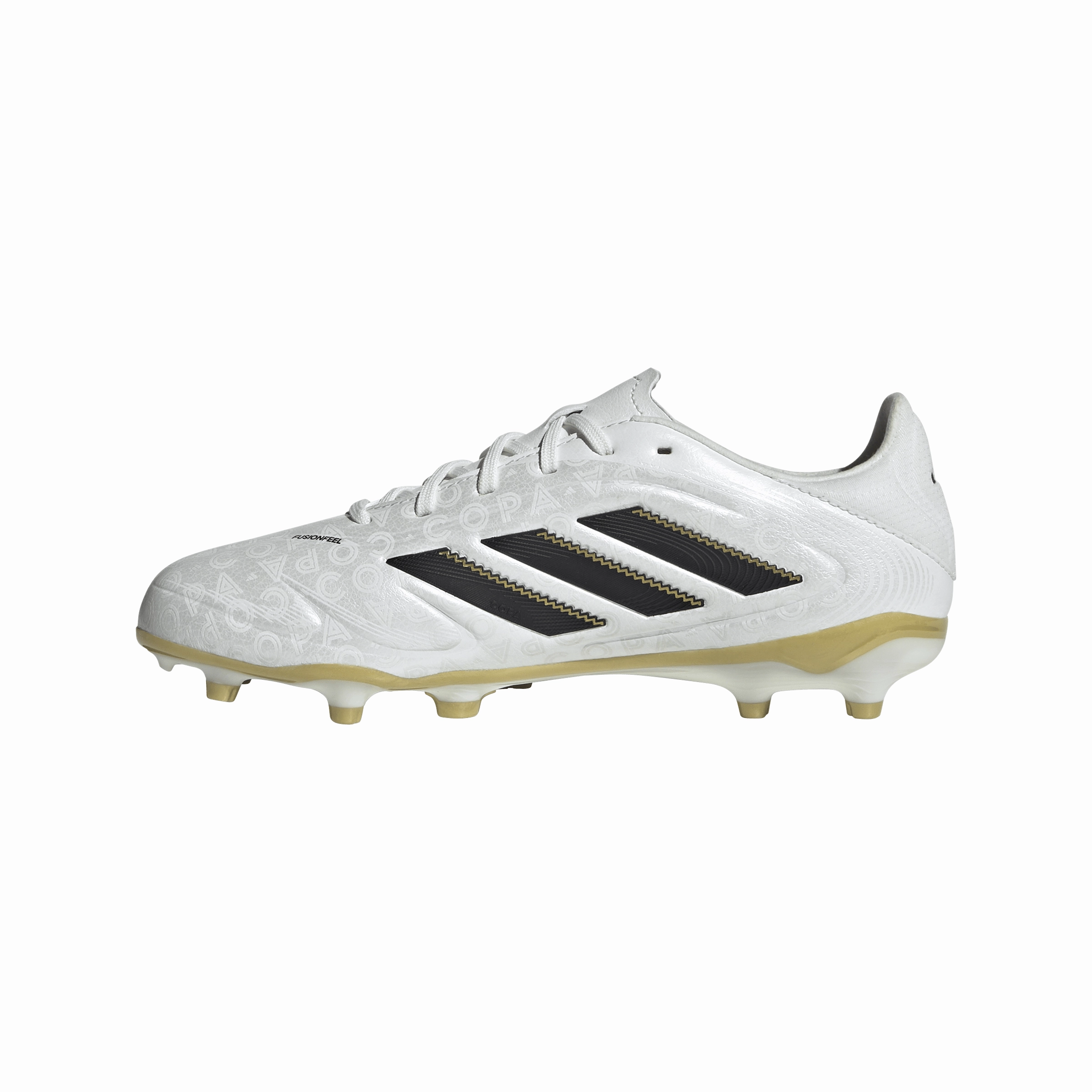 Water Resistant Turf Focus adidas Junior Copa Pure lll League FG Firm Ground Cleats - Ftwr White/Core Black/Gold Met