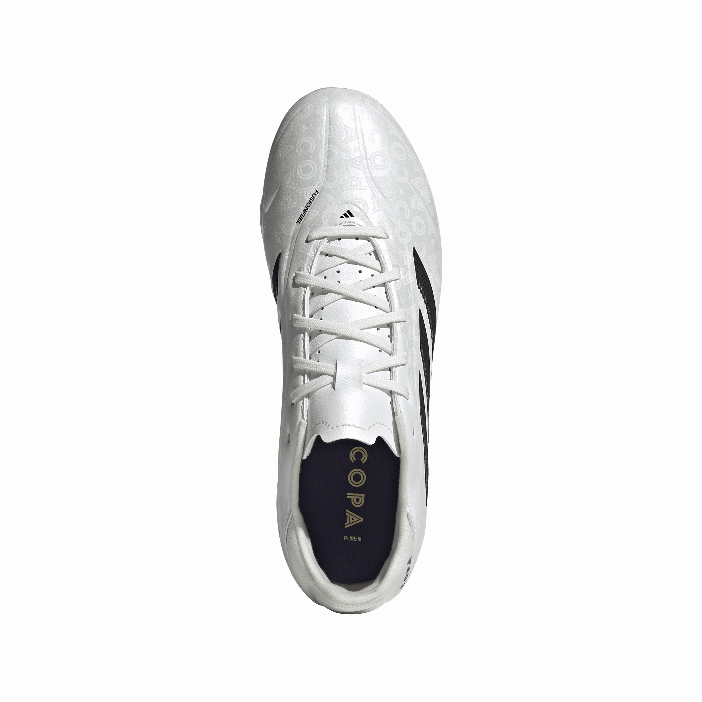 adidas Junior Copa Pure lll League FG Firm Ground Cleats - Ftwr White/Core Black/Gold Met grass running shoes