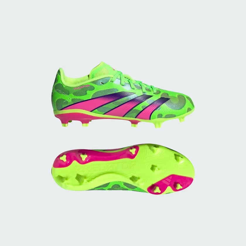 adidas Junior Predator League Low FG Firm Ground - Solar green/ Shock Pink/ Lucid Lemon Attack Mode Performance Fit