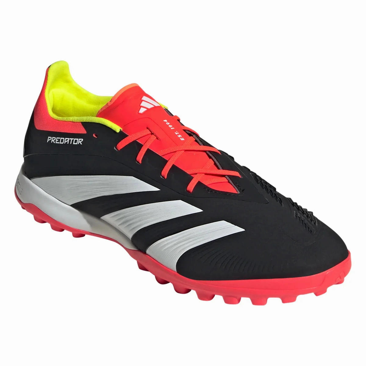 adidas Predator Elite TF Turf Soccer Cleat - Core Black/White/Solar Yellow Quick Foot Slide Prevention