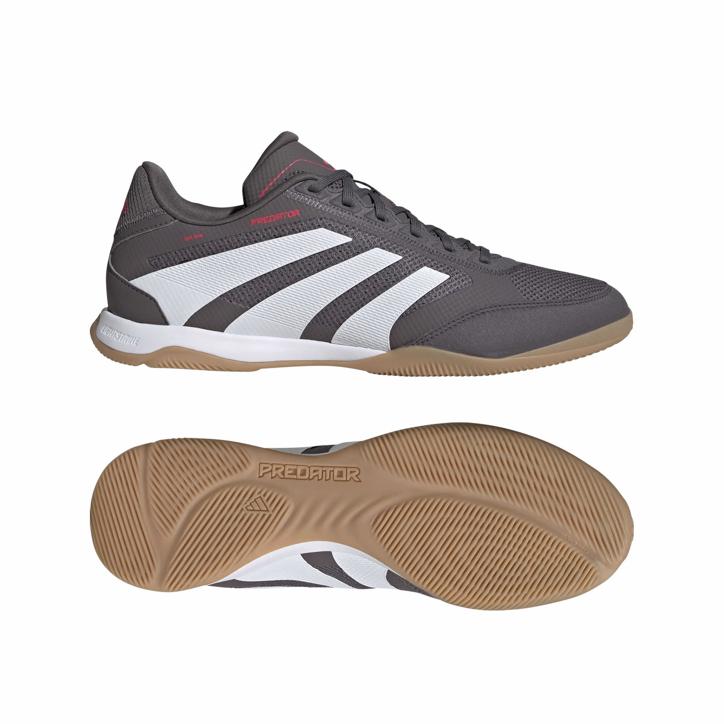 Stadium Day adidas Predator League IN indoor Soccer Shoes - grey strata/ftwr white/lucid red