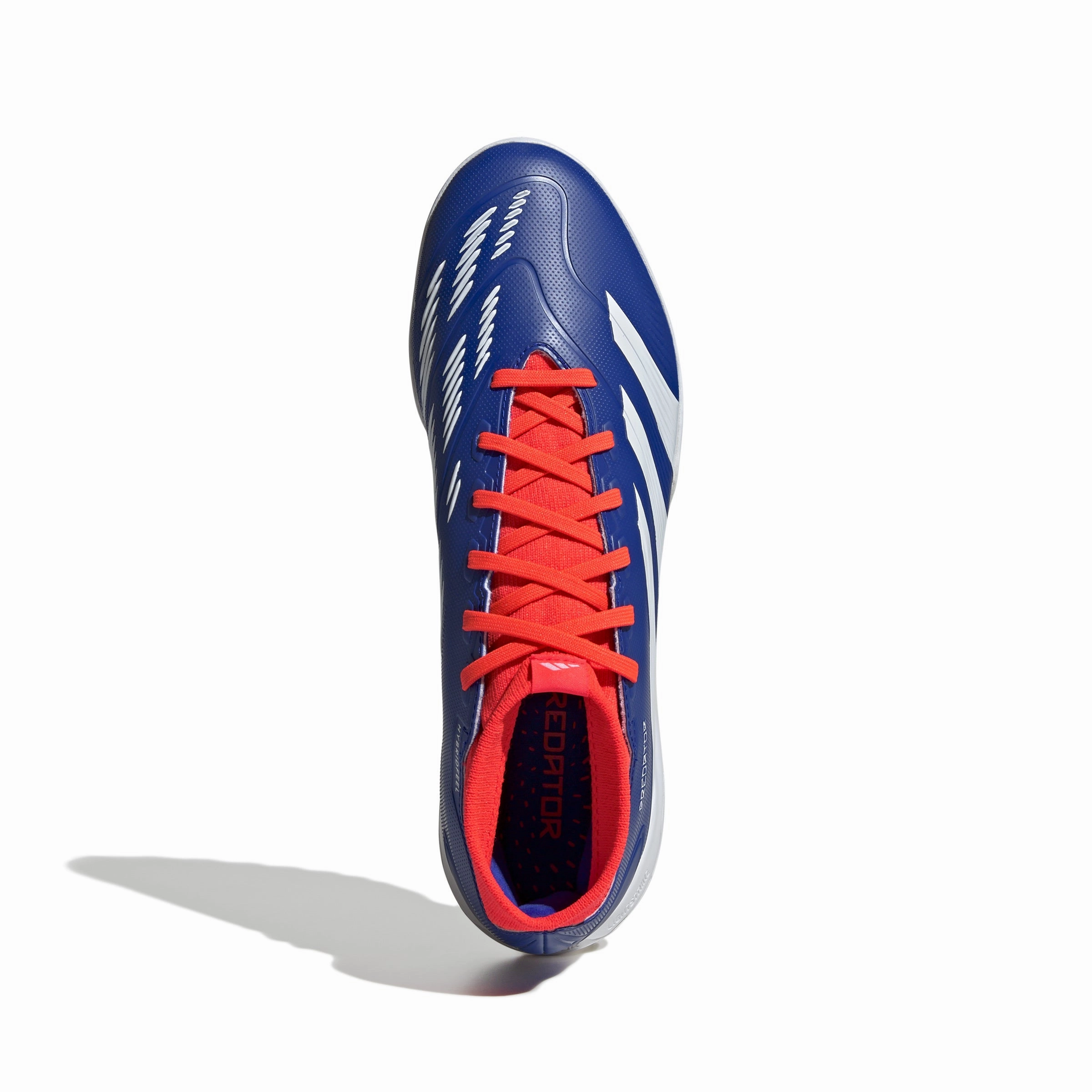 Sharp Turn Kick Point adidas Predator League MID TF Turf Soccer Shoes - LucBlu/ FTWhite/ Solar Red
