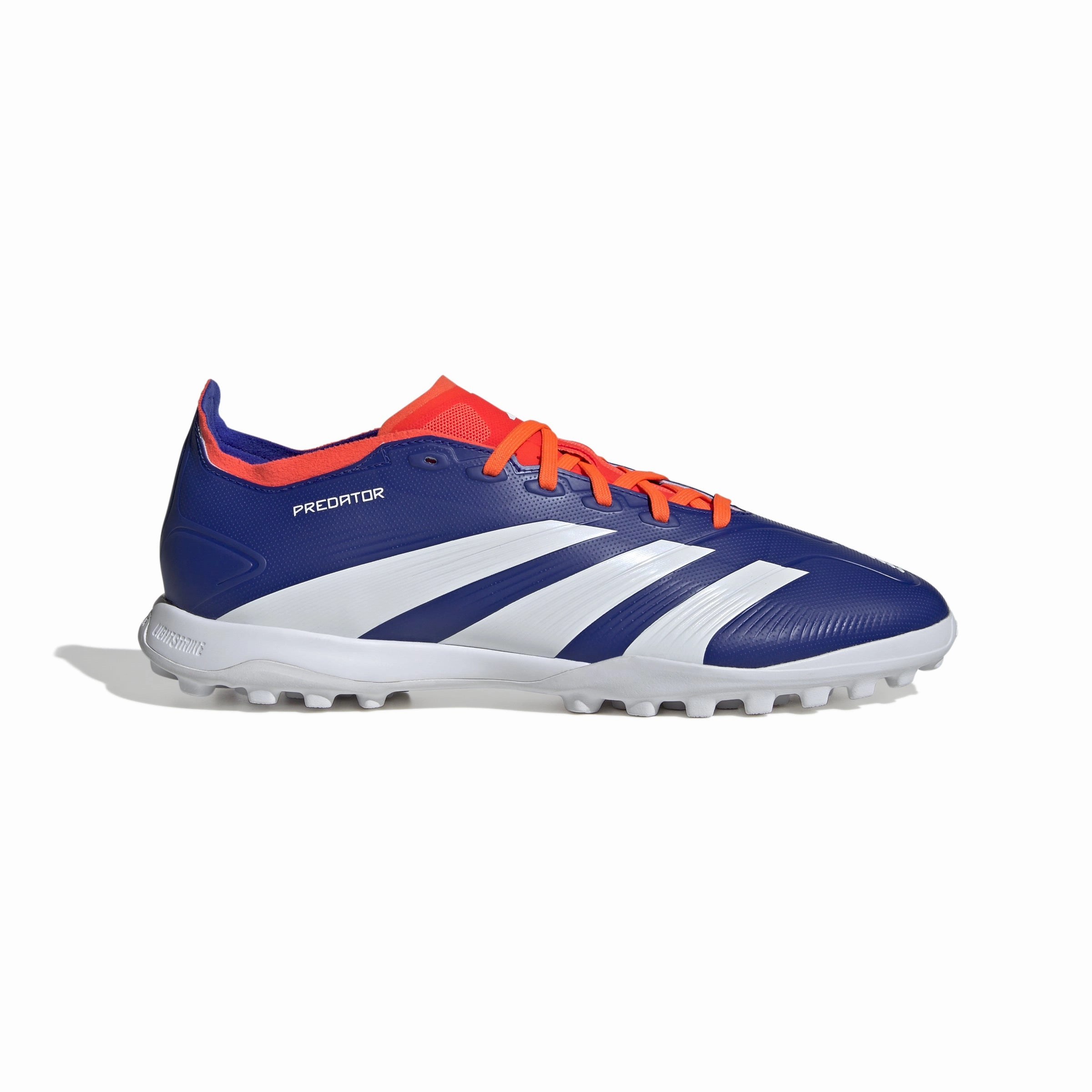 Reinforced heel Performance Zone adidas Predator League TF Turf Soccer Shoes - LucBlu/ FTWhite/ Solar Red