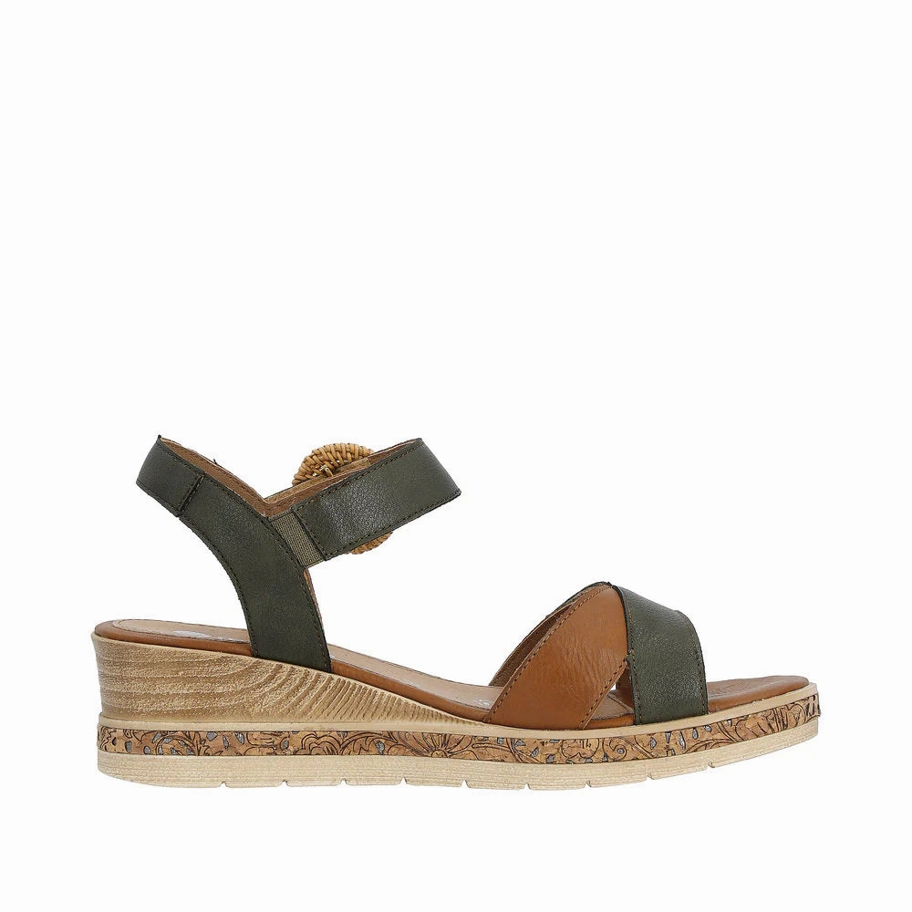 Skin Breath D3067-52 Olive Two Strap Wedge