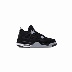 Air Jordan 4 (GS), Black Canvas hard - sole - feature shoes Comfortable Arch Support