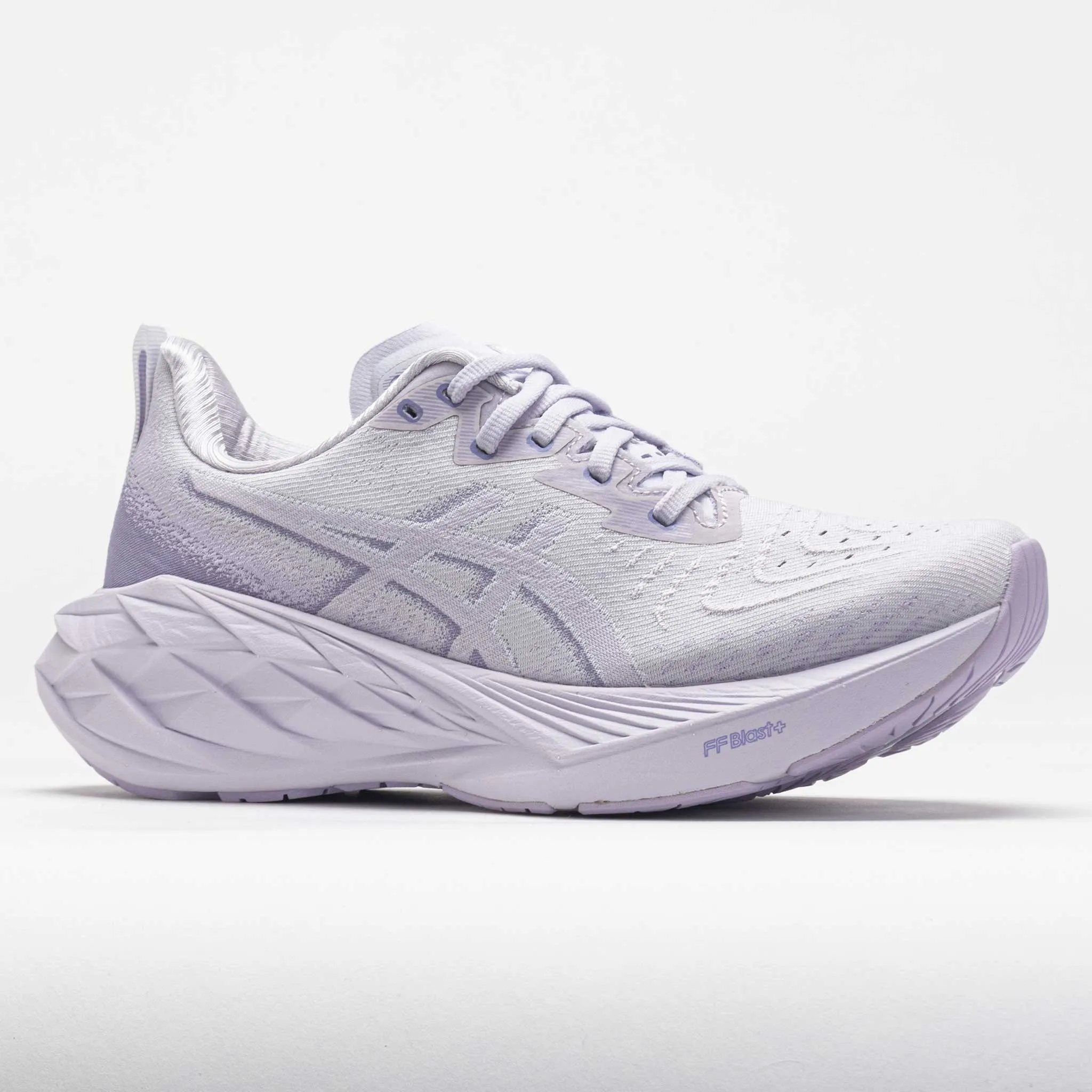 ASICS Novablast 4 Women's  Lilac Hint/Faded Ash Rock Comfort Padding running in an estuary area shoes