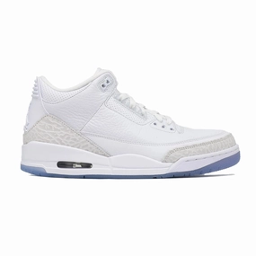 Air Jordan 3, Triple White daily runner shoes LaceUp