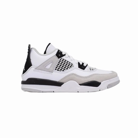 Air Jordan 4 (PS), Military Black NarrowToeBox solid colored shoes