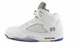 running in the dryness shoes leather running shoes Air Jordan 5 "White Metallic"