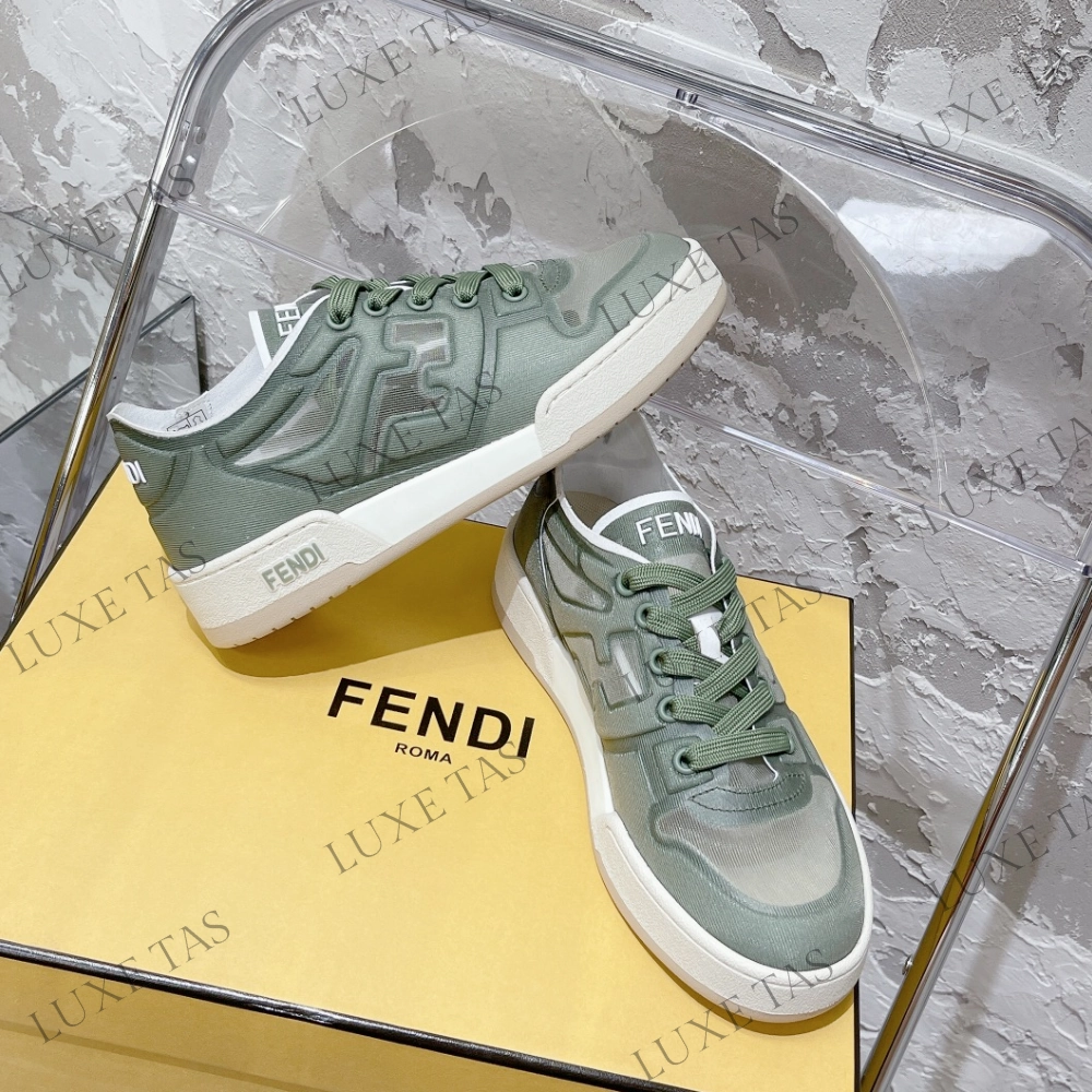 City Gear Green Mesh Low Tops FF Match Designer Sneakers for Women