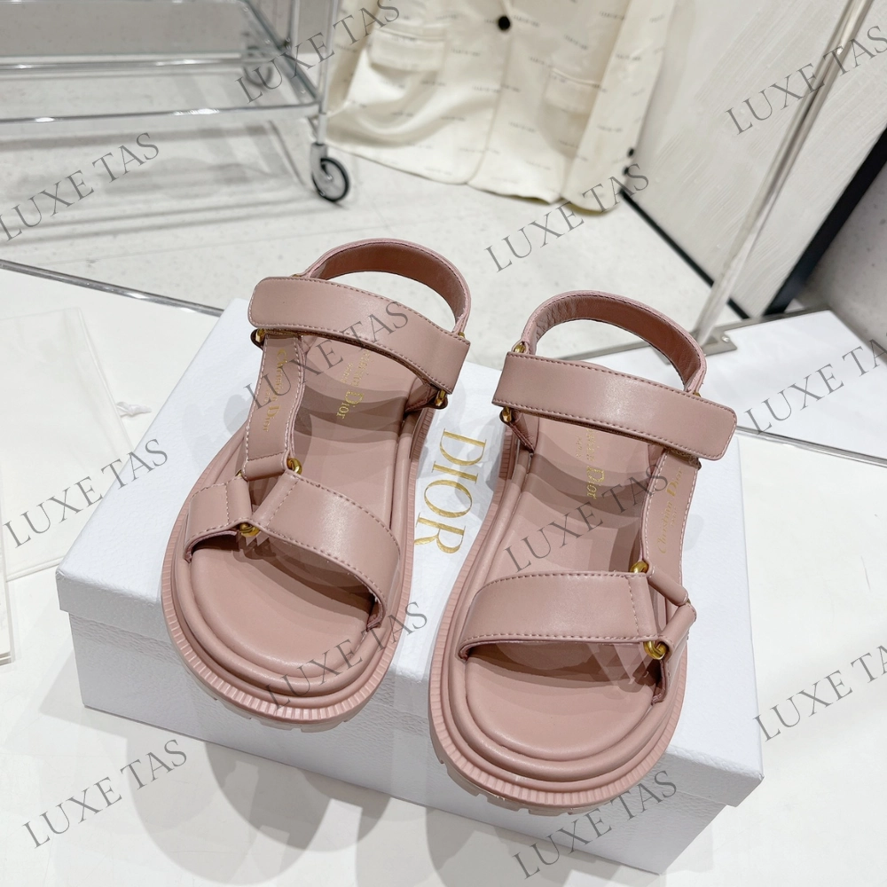 Non-Slip Comfort Soft Leather D-Wave Sandal Power Pink Lambskin - Designer Slides & Sandals for Women