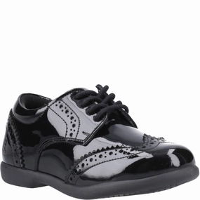 Hush Puppies Bridget Patent Junior School Shoes On Road
