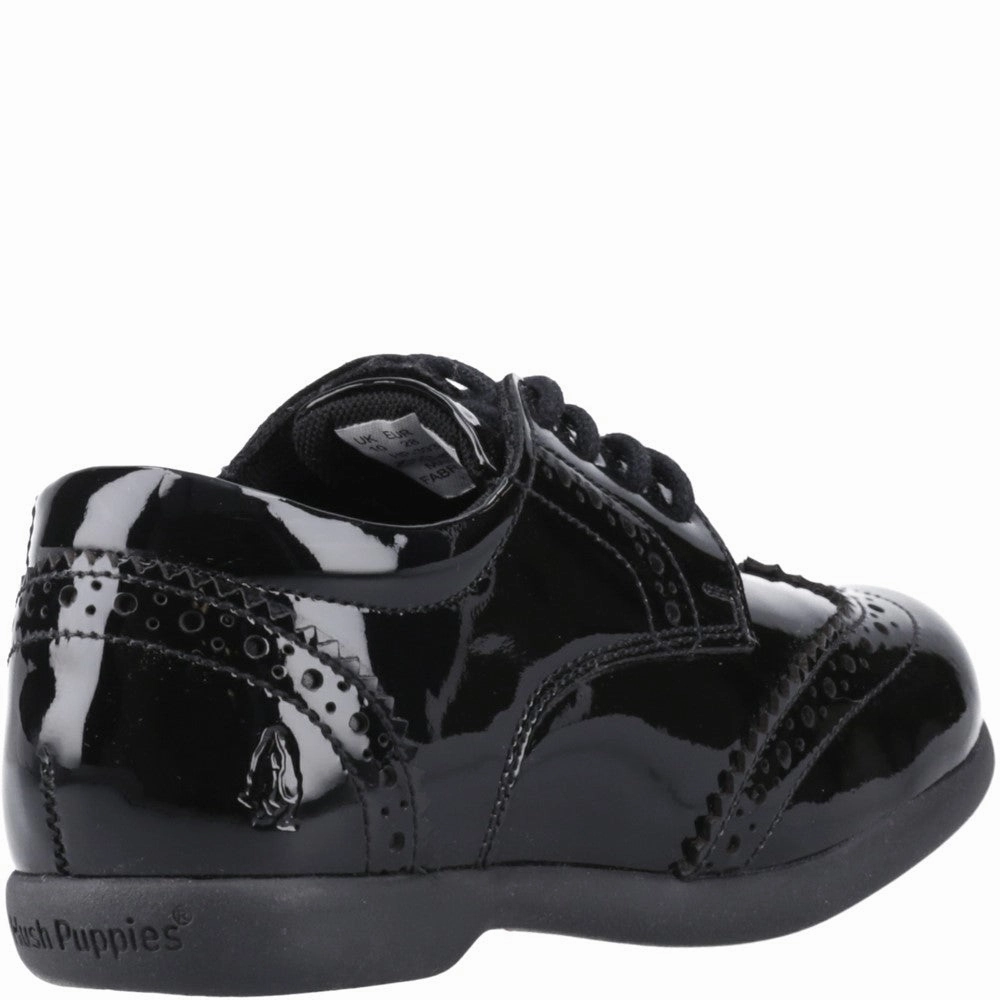 Hush Puppies Bridget Patent Junior School Shoes Quick Jog Step Support