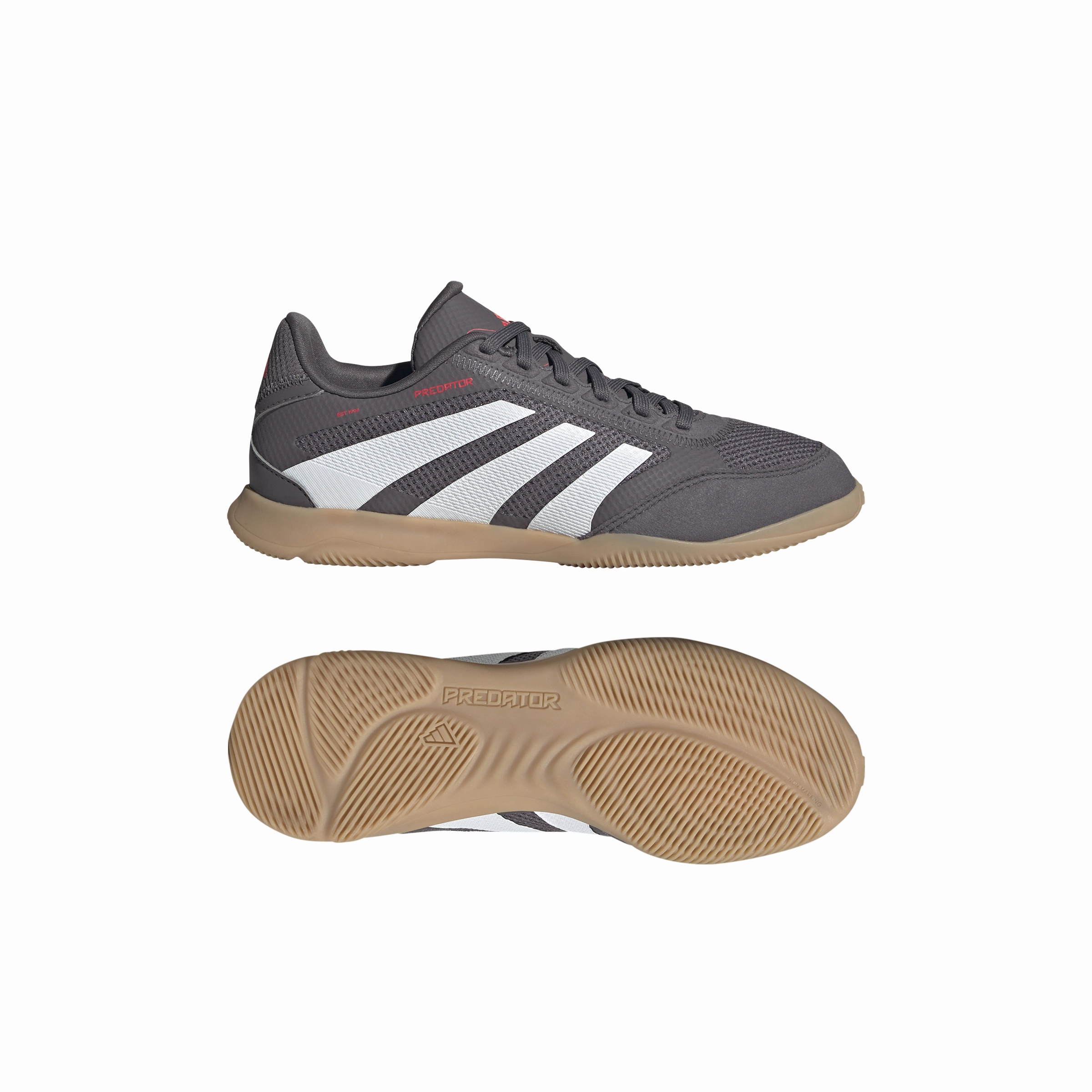 adidas Junior Predator League IN Indoor Soccer Shoes - grey strata/ftwr white/lucid red Sturdy Build Step Drive