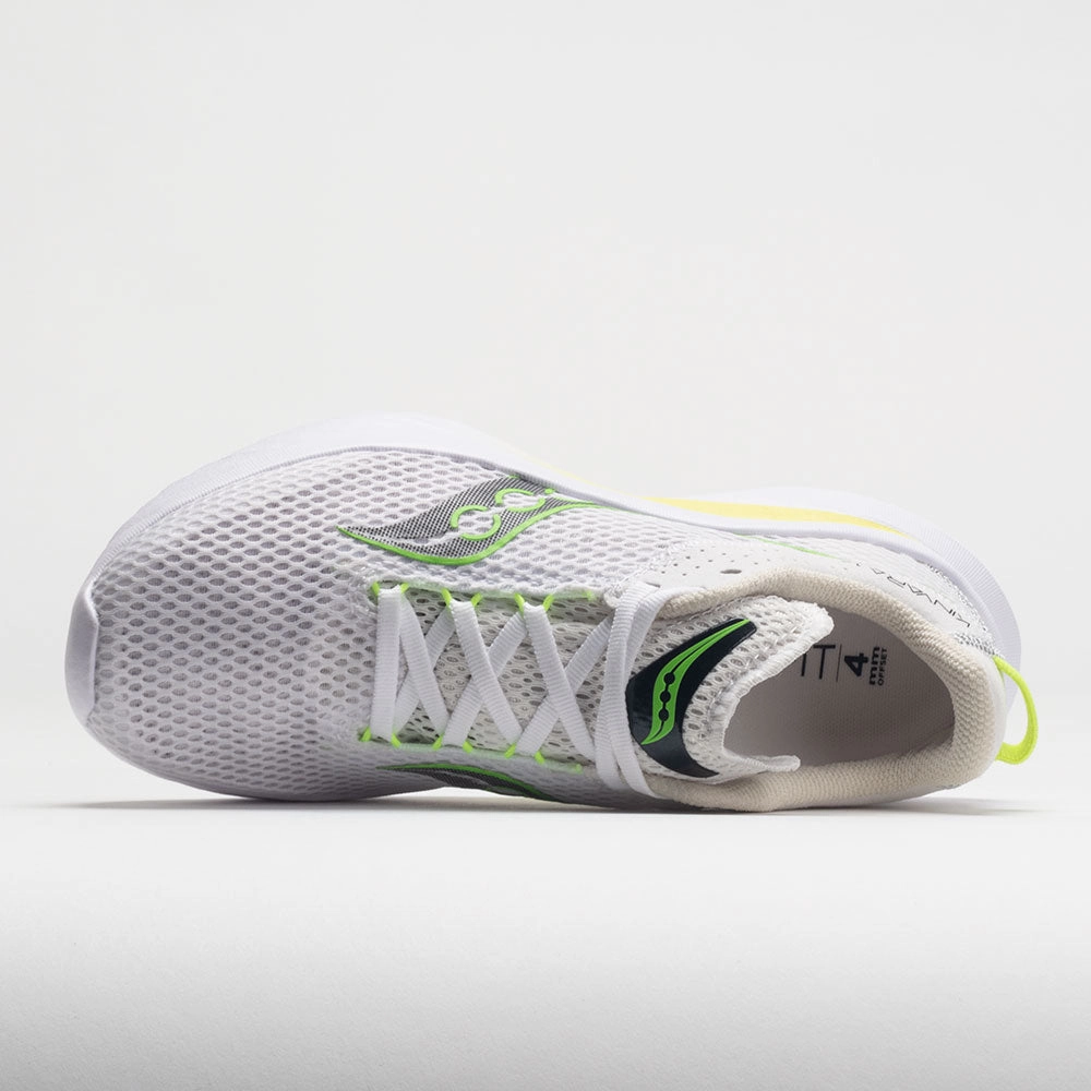 Saucony Kinvara 14 Women's  White/Slime running in snow shoes