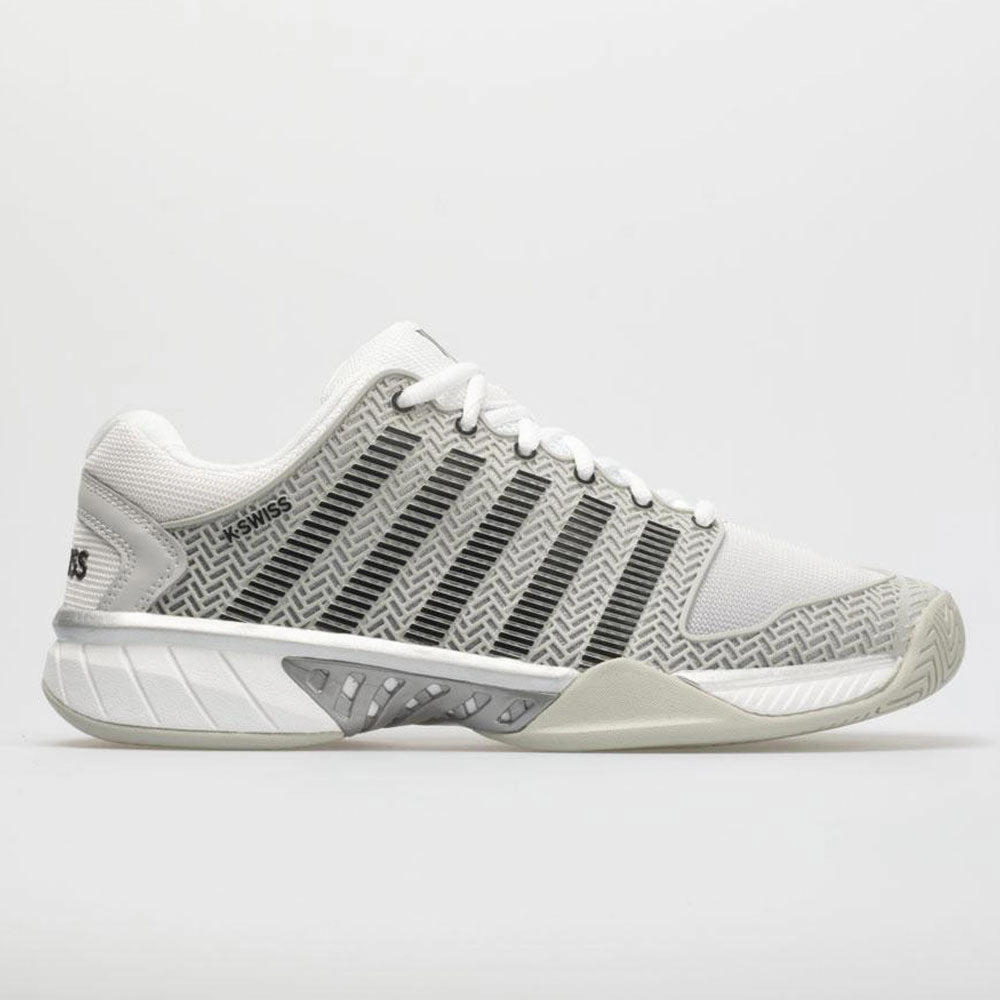 K-Swiss Hypercourt Express Men's  Glacier Gray/White/Silver running with a maximalist style downhill running shoes