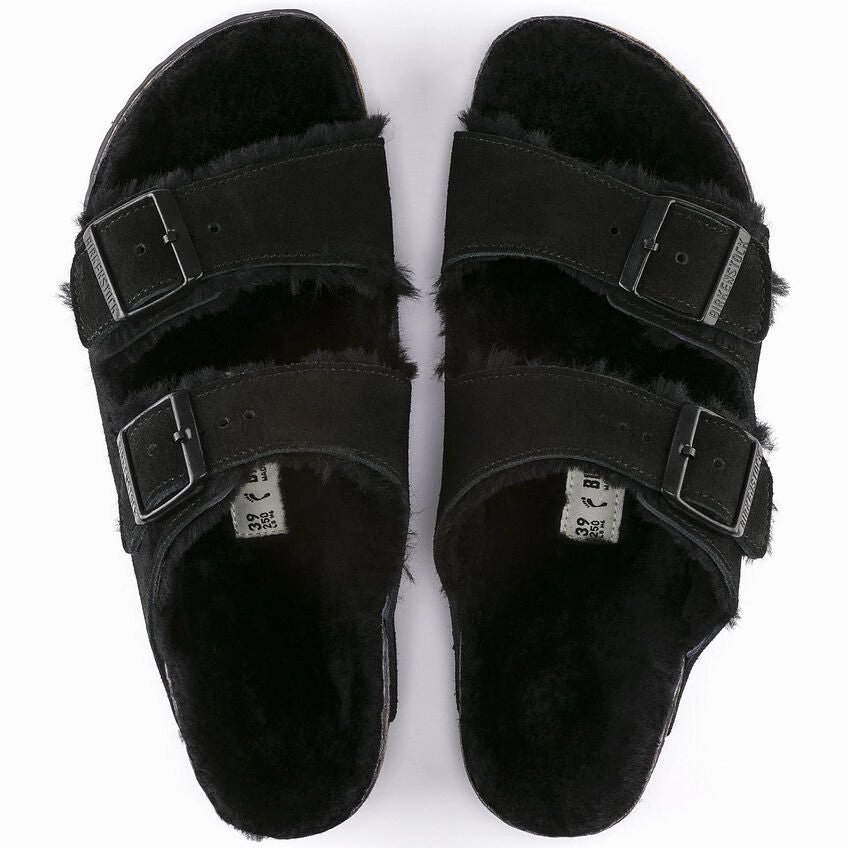 Functional Comfort Shoes Closed Toe Arizona Black Suede/Shearling