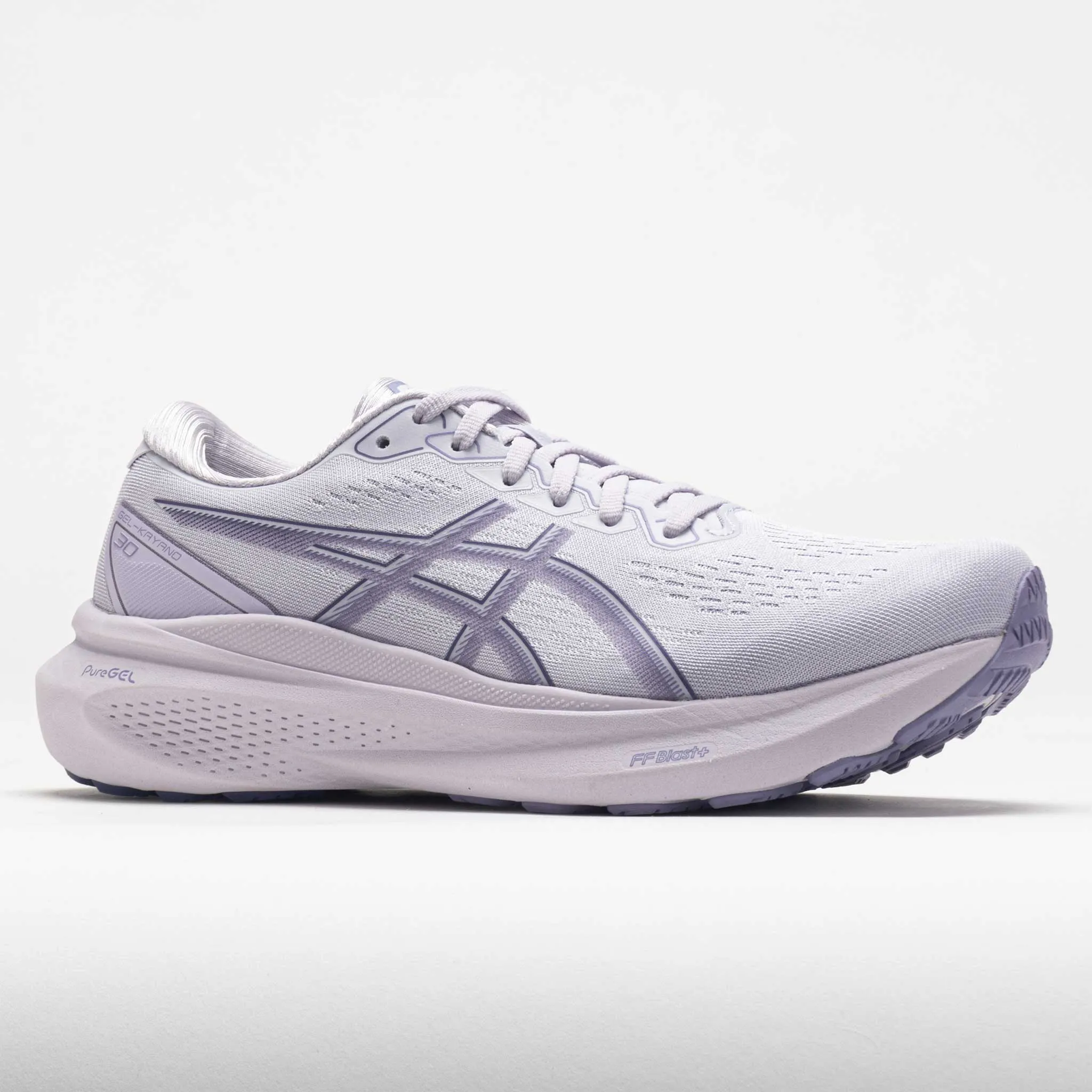 ASICS GEL-Kayano 30 Women's  Lilac Hint/Ash Rock running in a park shoes Active Lifestyle