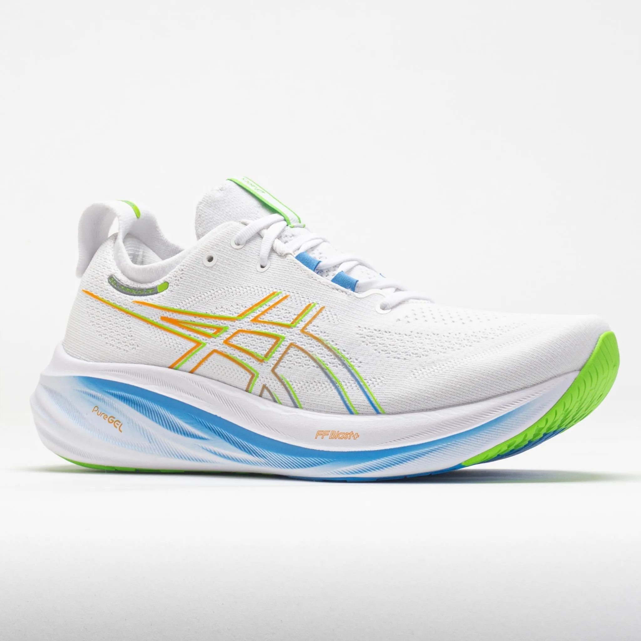 maximalist running shoes long - distance running footwear ASICS GEL-Nimbus 26 Men's  White/Waterscape
