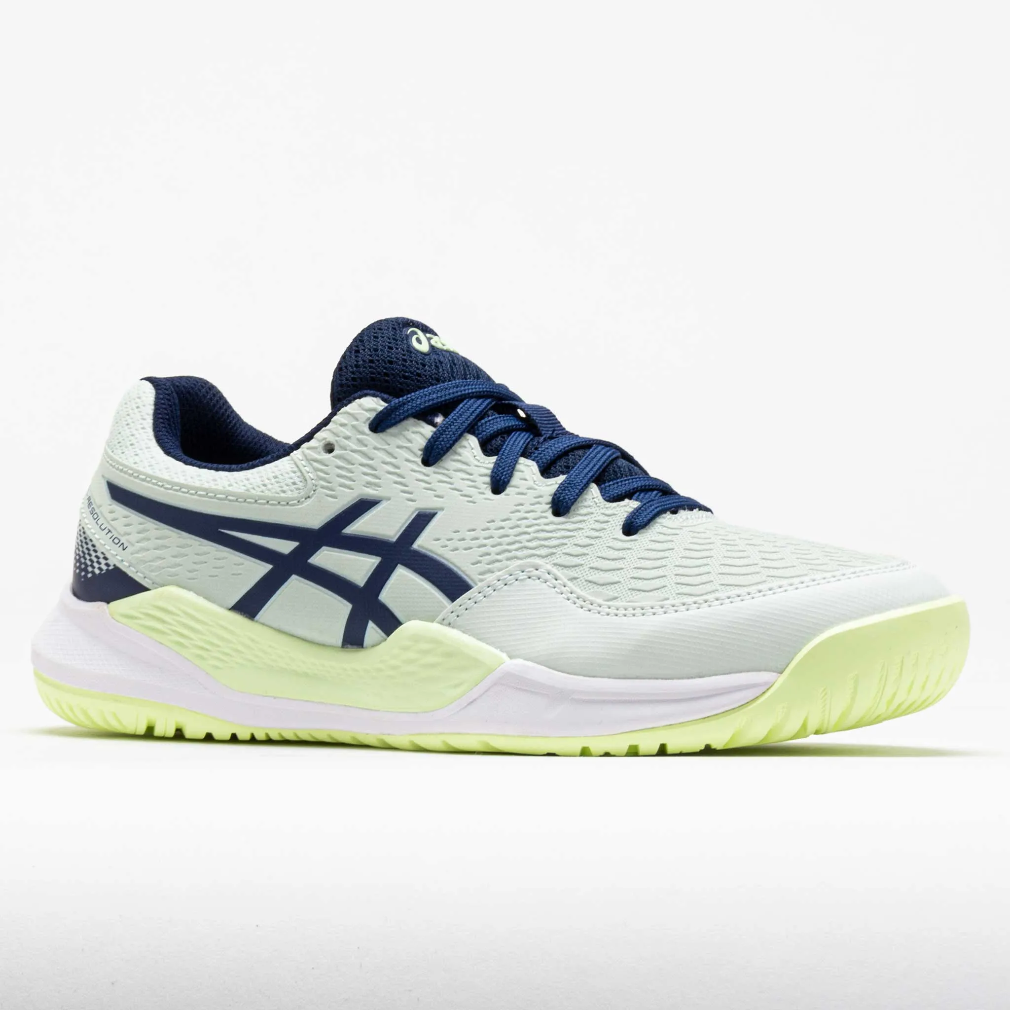ground grip running in a caldera area shoes ASICS GEL-Resolution 9 Junior  Pale Mint/Blue Expanse