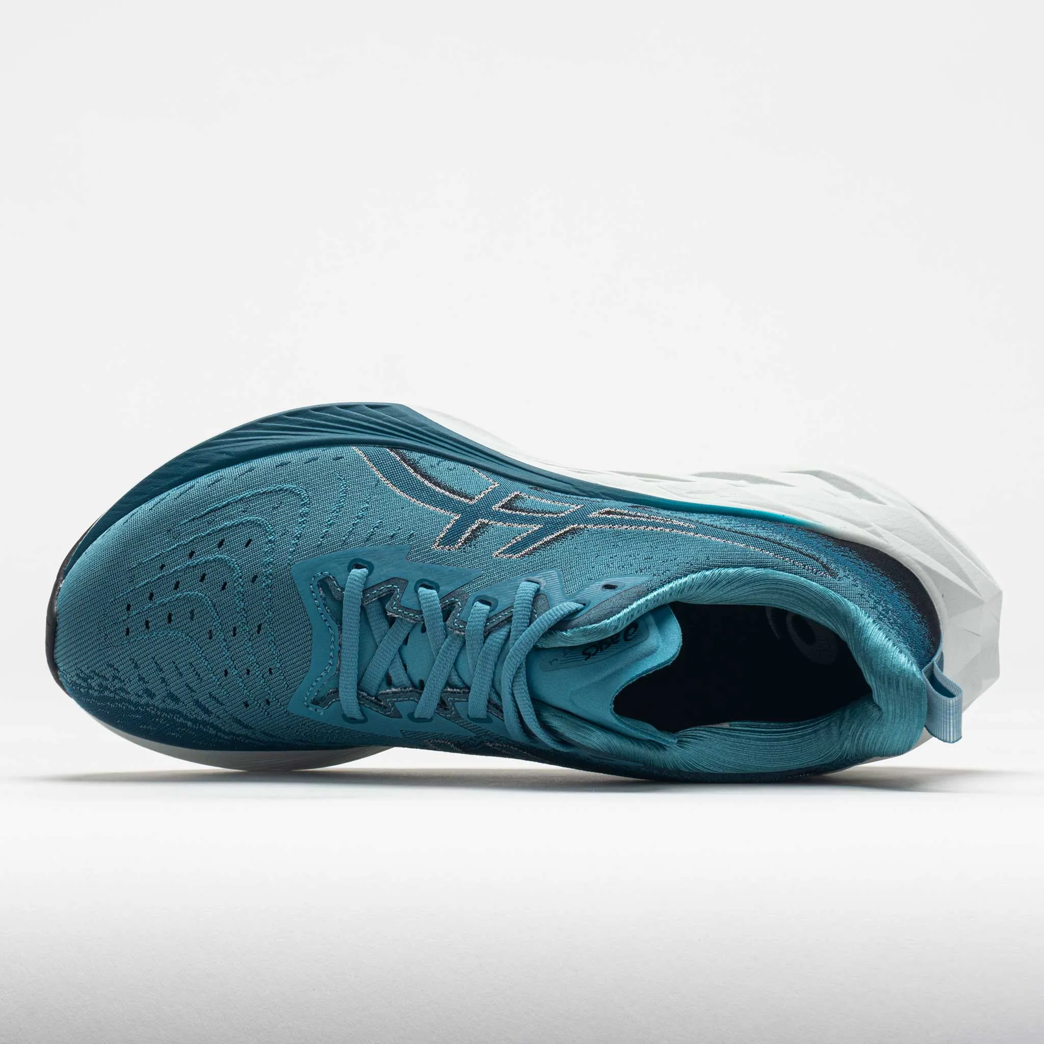 ASICS Novablast 4 Men's  Blue Teal/Evening Teal running in a road race shoes Comfortable Collar