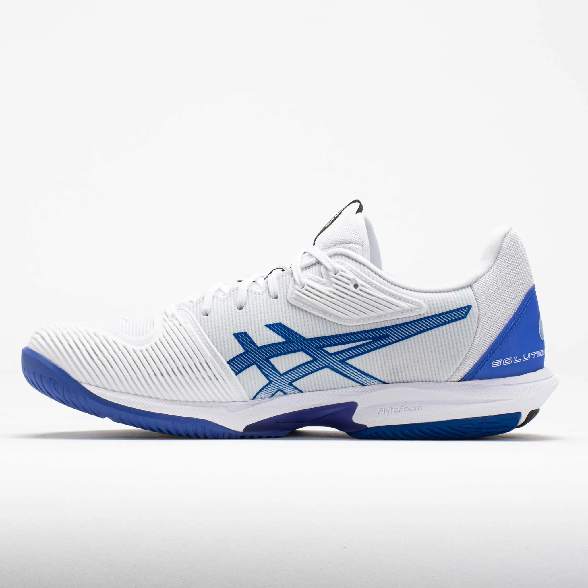 ASICS Solution Speed FF 3 Men's  White/Tuna Blue running with knee braces