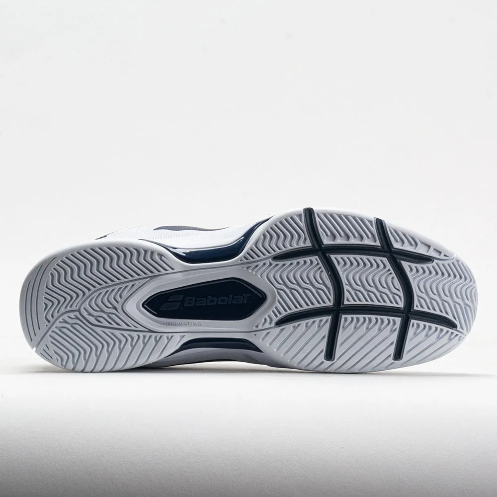 Babolat SFX3 Men's  White/Navy Ventilated Sides adjustable shoe fit