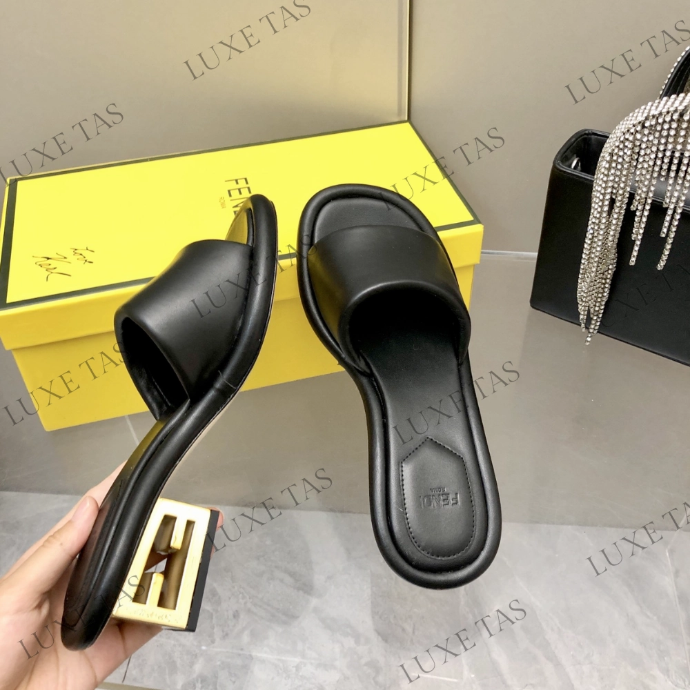 Baguette Black Nappa Leather Slides - Designer Slides & Sandals for Women Stride Light