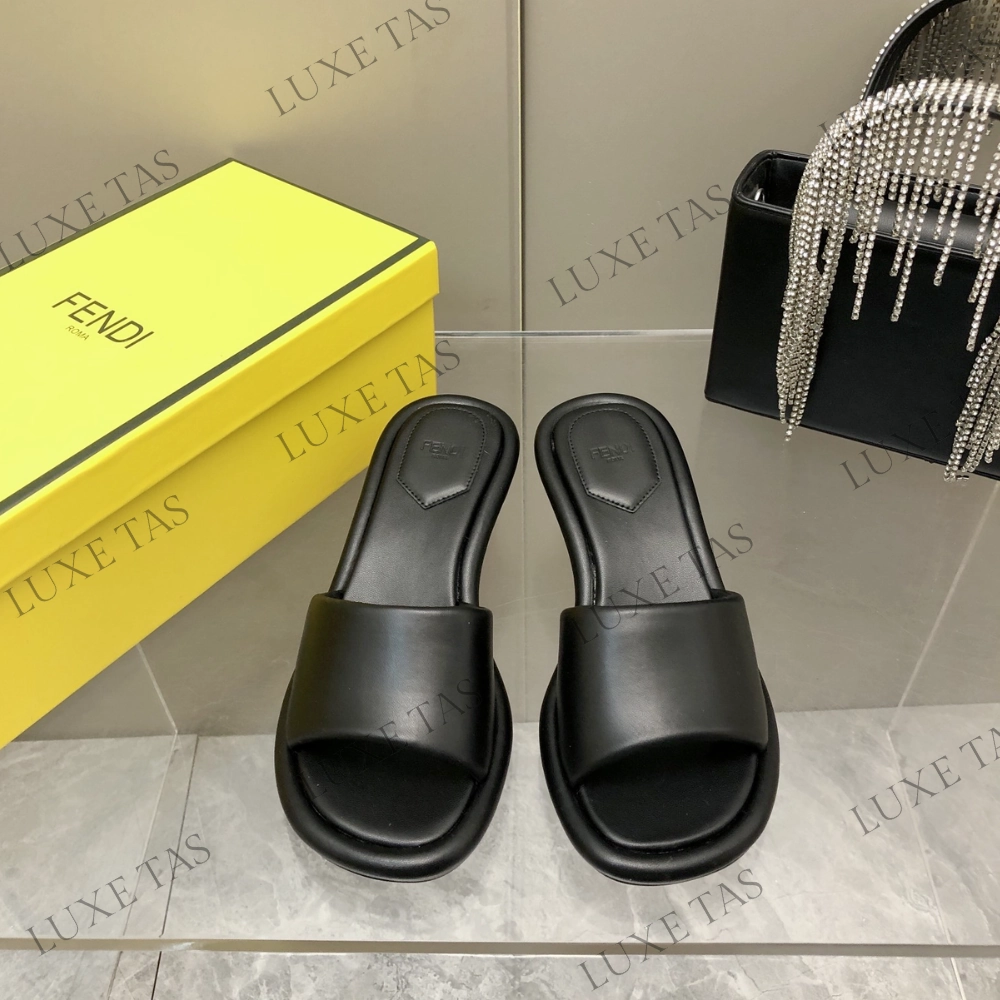 Baguette Black Nappa Leather Slides - Designer Slides & Sandals for Women Casual Beach Sandals Daily Wear