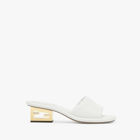 Airy Feeling Everyday Use Baguette White Nappa Leather Slides - Designer Slides & Sandals for Women