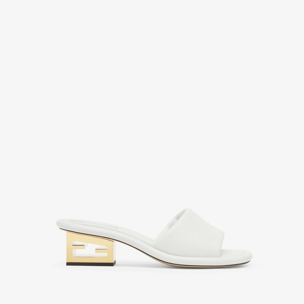 Airy Feeling Everyday Use Baguette White Nappa Leather Slides - Designer Slides & Sandals for Women