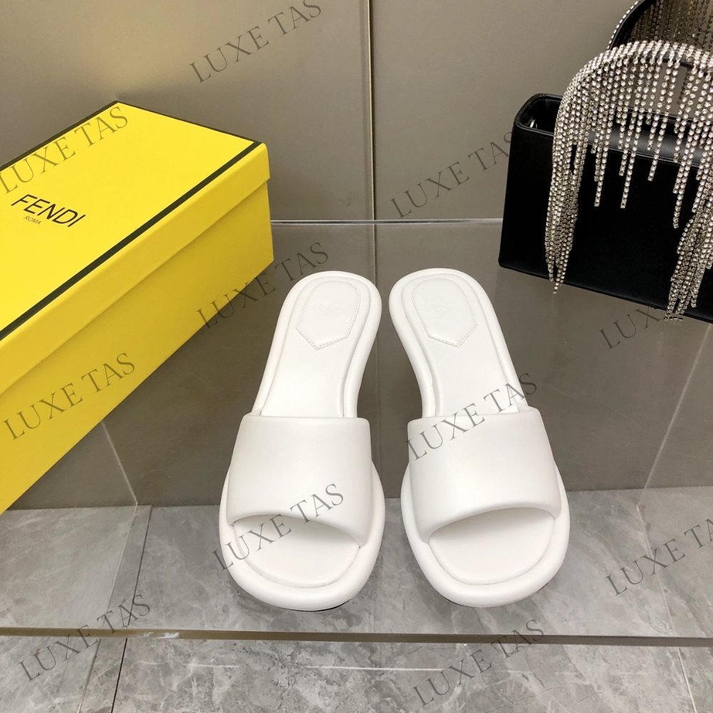 Baguette White Nappa Leather Slides - Designer Slides & Sandals for Women lightweight fabric
