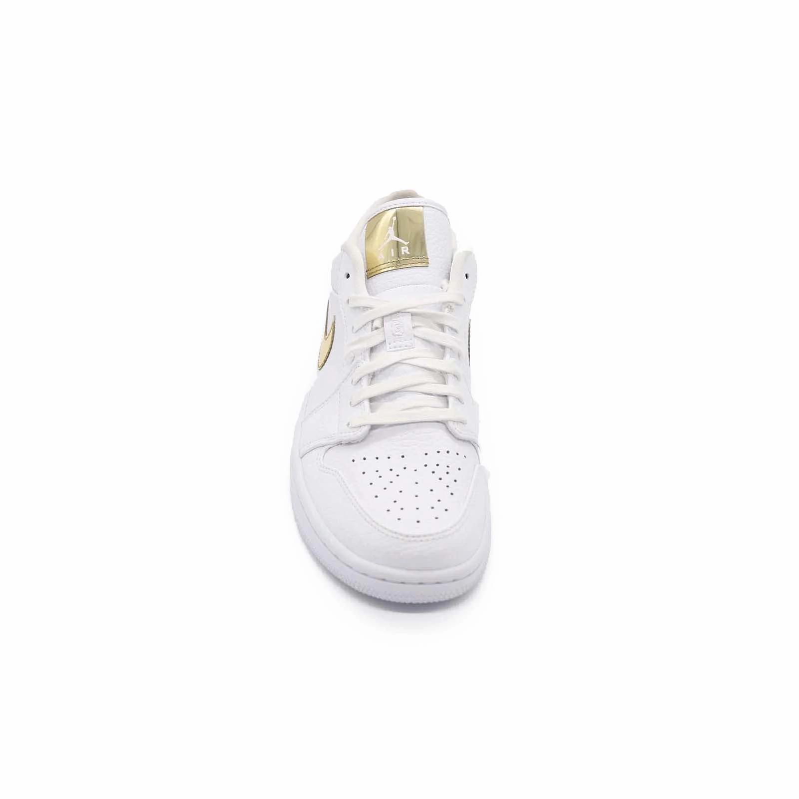 race - day running shoes Women's Air Jordan 1 Low, White Metallic Gold