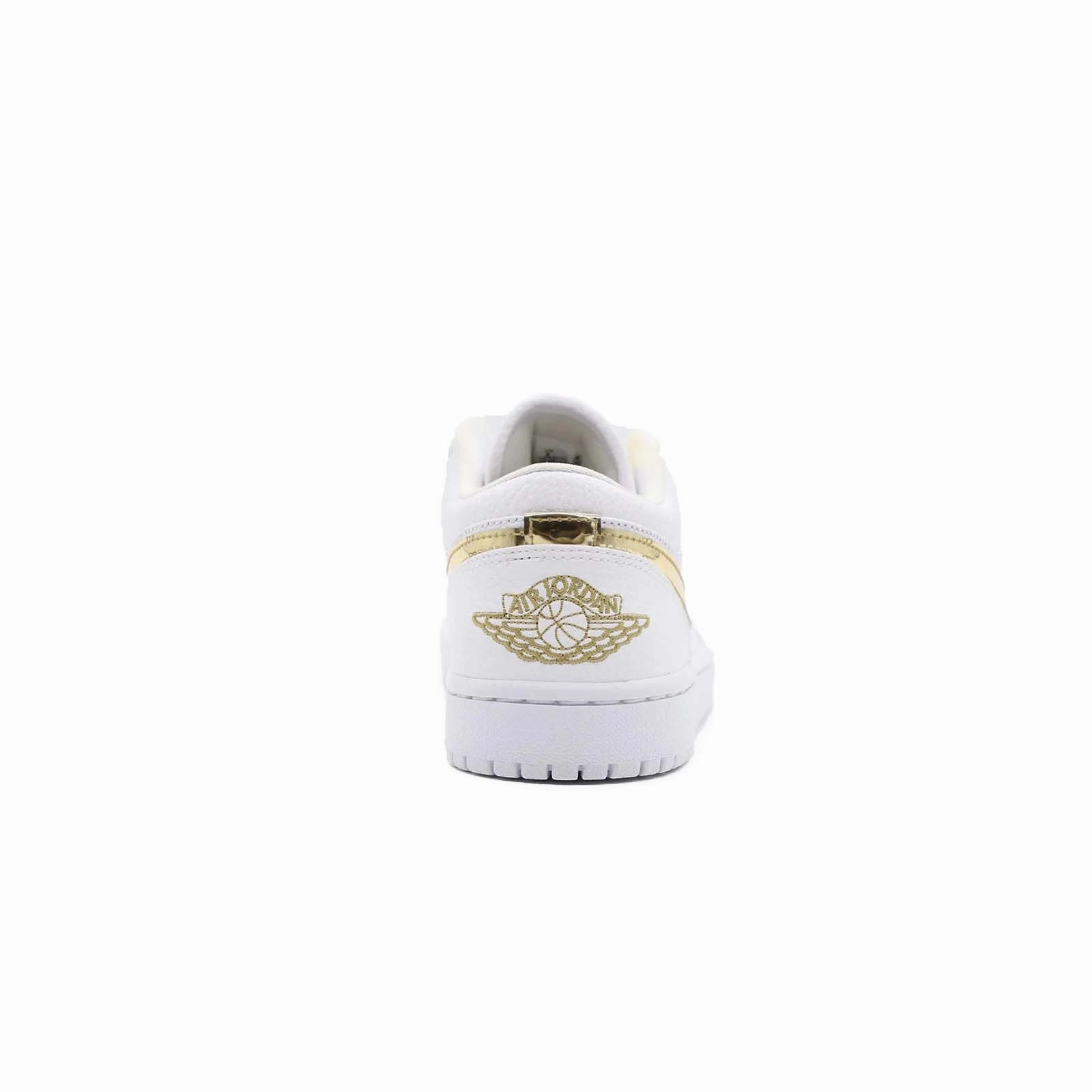 Women's Air Jordan 1 Low, White Metallic Gold Lightweight Construction neutral shoes
