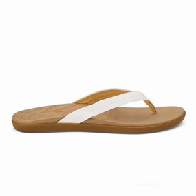 Women's Honu Flip Flop Sandal-Bright White/Golden Sand hook and loop closure Soft Cushioning