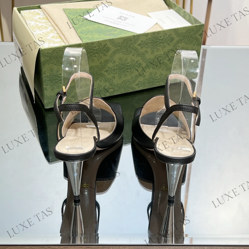 Black Blondie Heeled Sandal - Designer Slides & Sandals for Women Preppy Pop