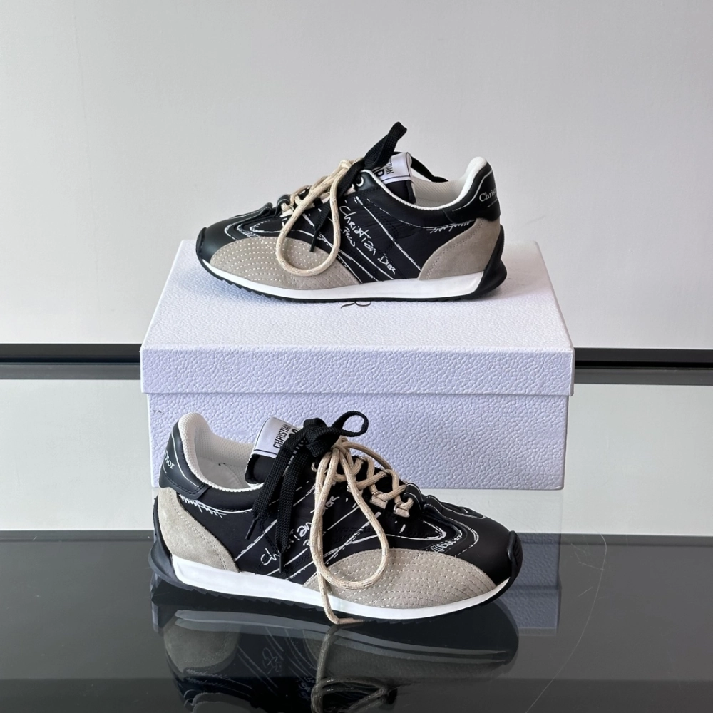 Black Nylon and Calfskin D-Sketch Sneaker Designer Sneakers for Men and Women Every Ground Low Profile Design