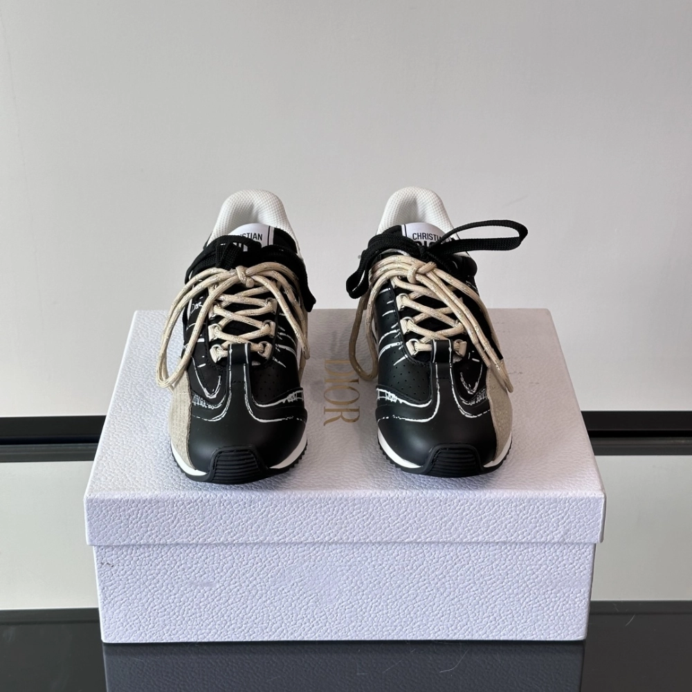 Ultra Light Frame Zip   Up Black Nylon and Calfskin D-Sketch Sneaker Designer Sneakers for Men and Women