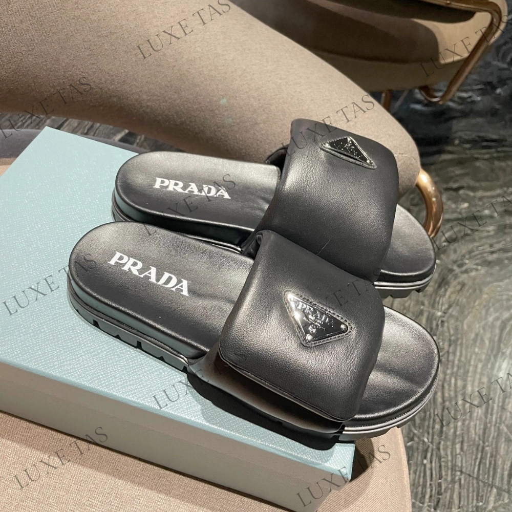 Black Soft Padded Nappa Leather Slides - Designer Slides & Sandals for Women Light Gear Chic Simplicity